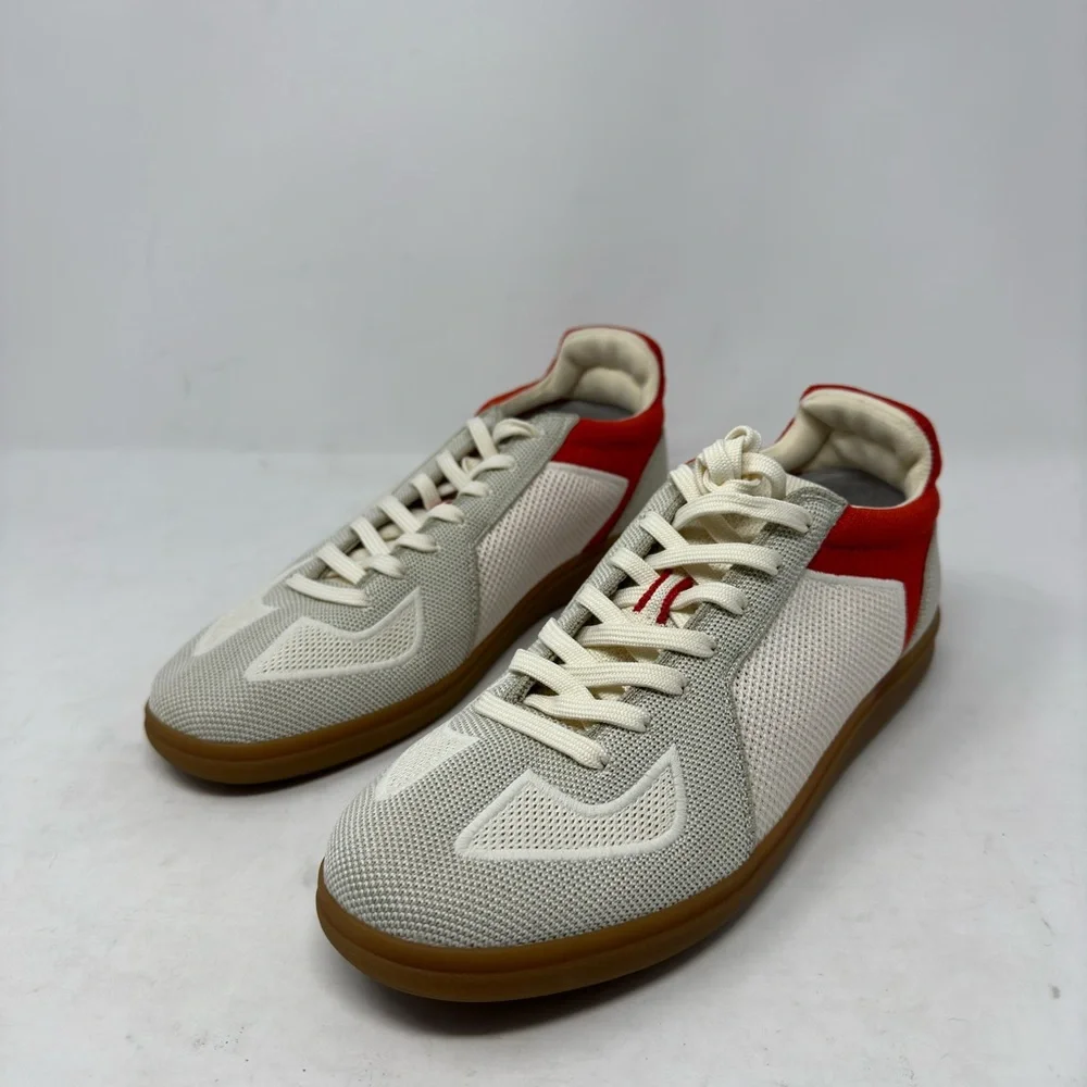 Rothy’s The RS01 Sneaker Off White Red Grey Up Comfort Gum Bottom Men’s 9 NWOB